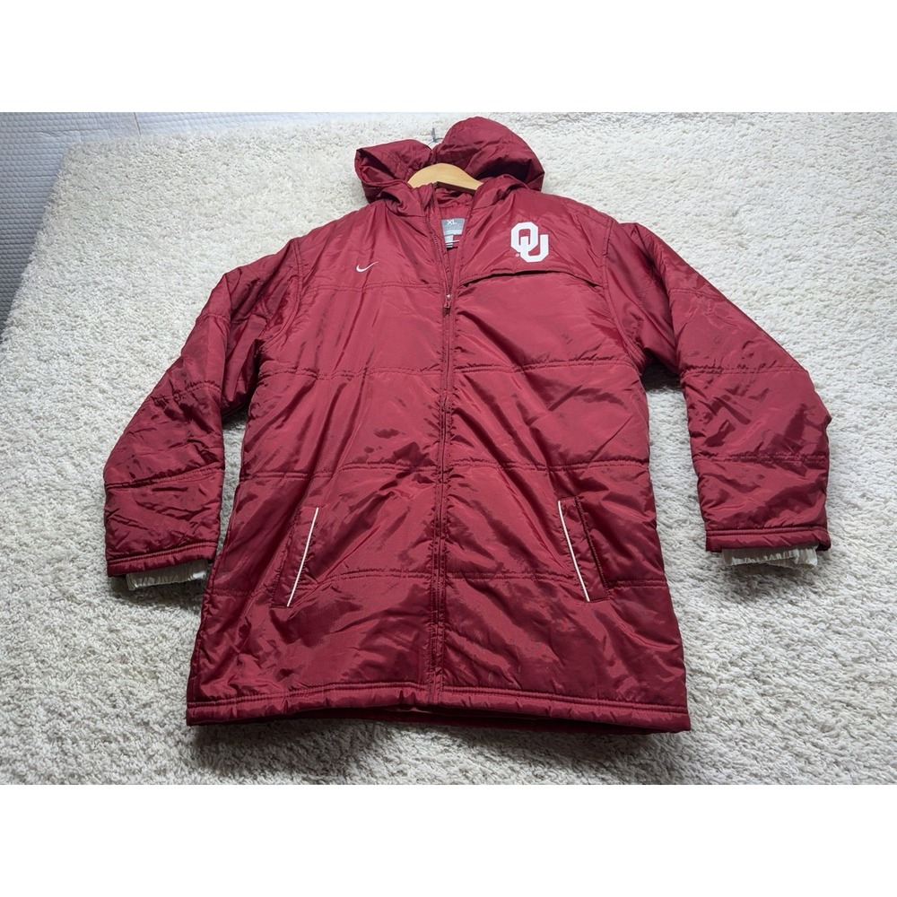 Nike University Of Oklahoma OU Puffer Coat Men's L Womens XL EUC